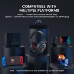EKSA E900 PRO RGB Gaming Headset - 7.1 Surround Sound (Red)