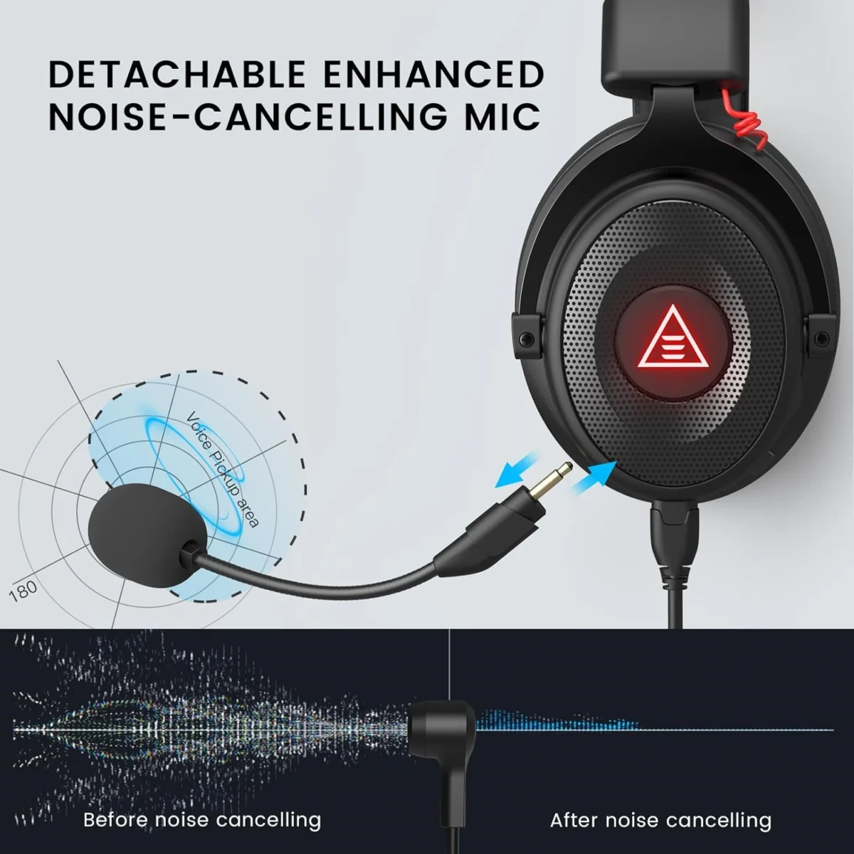 EKSA E900 PRO RGB Gaming Headset - 7.1 Surround Sound (Red)
