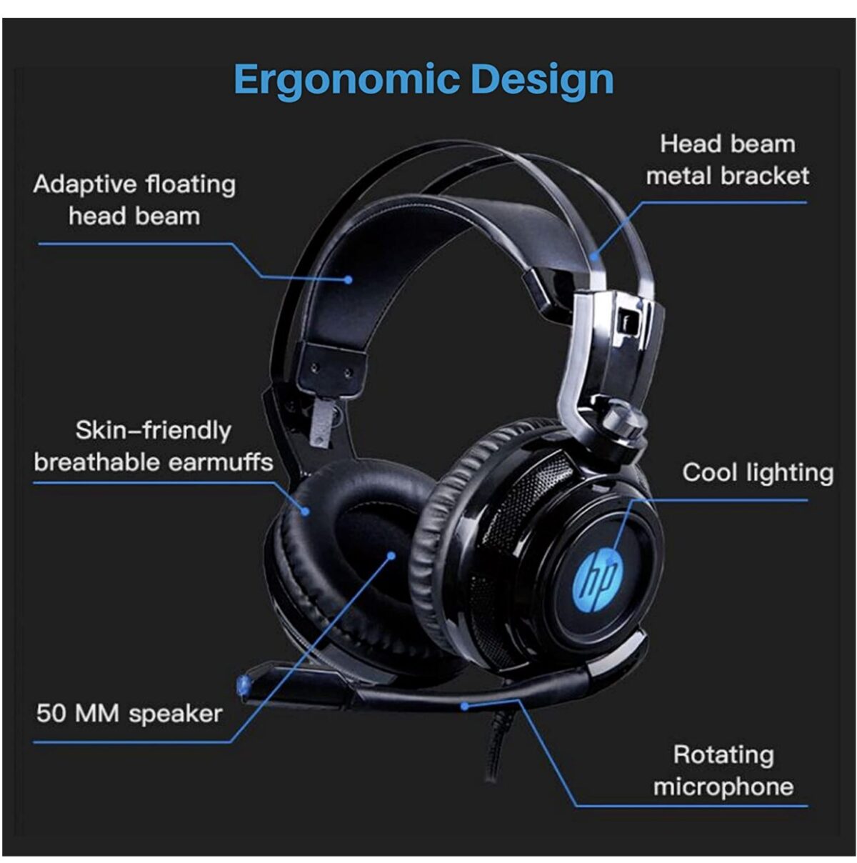 HP H200S USB Gaming Headset – 7.1 Surround Sound