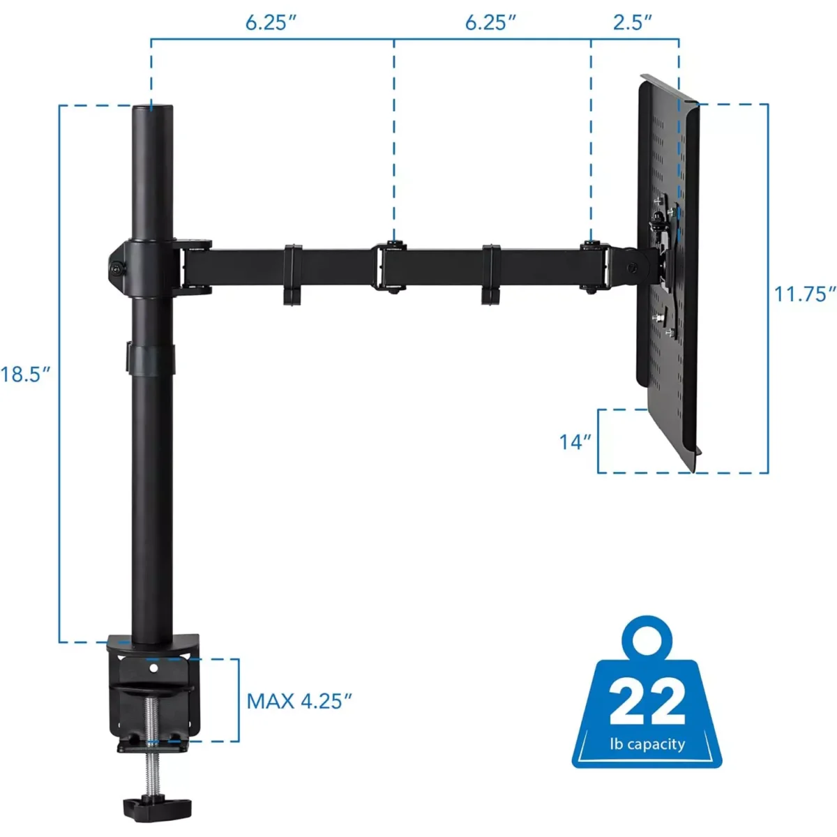 Laptop Desk Mount, Full Motion Laptop Arm with Vented Tray