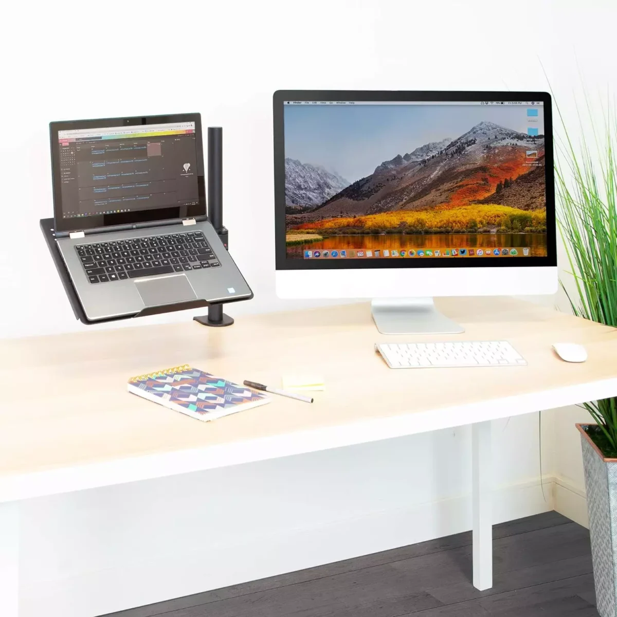 Laptop Desk Mount, Full Motion Laptop Arm with Vented Tray