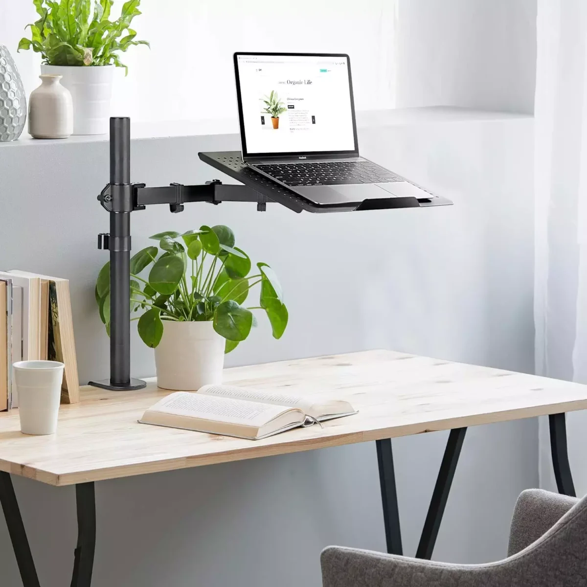 Laptop Desk Mount, Full Motion Laptop Arm with Vented Tray
