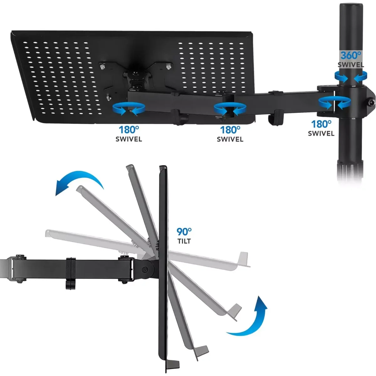 Laptop Desk Mount, Full Motion Laptop Arm with Vented Tray
