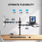Laptop Monitor Mount, Single Monitor Desk Mount Holds 13-32 inch Computer Screen, Laptop Notebook Desk Mount Stand Fits Up to 17 inch, Fully Adjustable Weight Up to 10 Kg