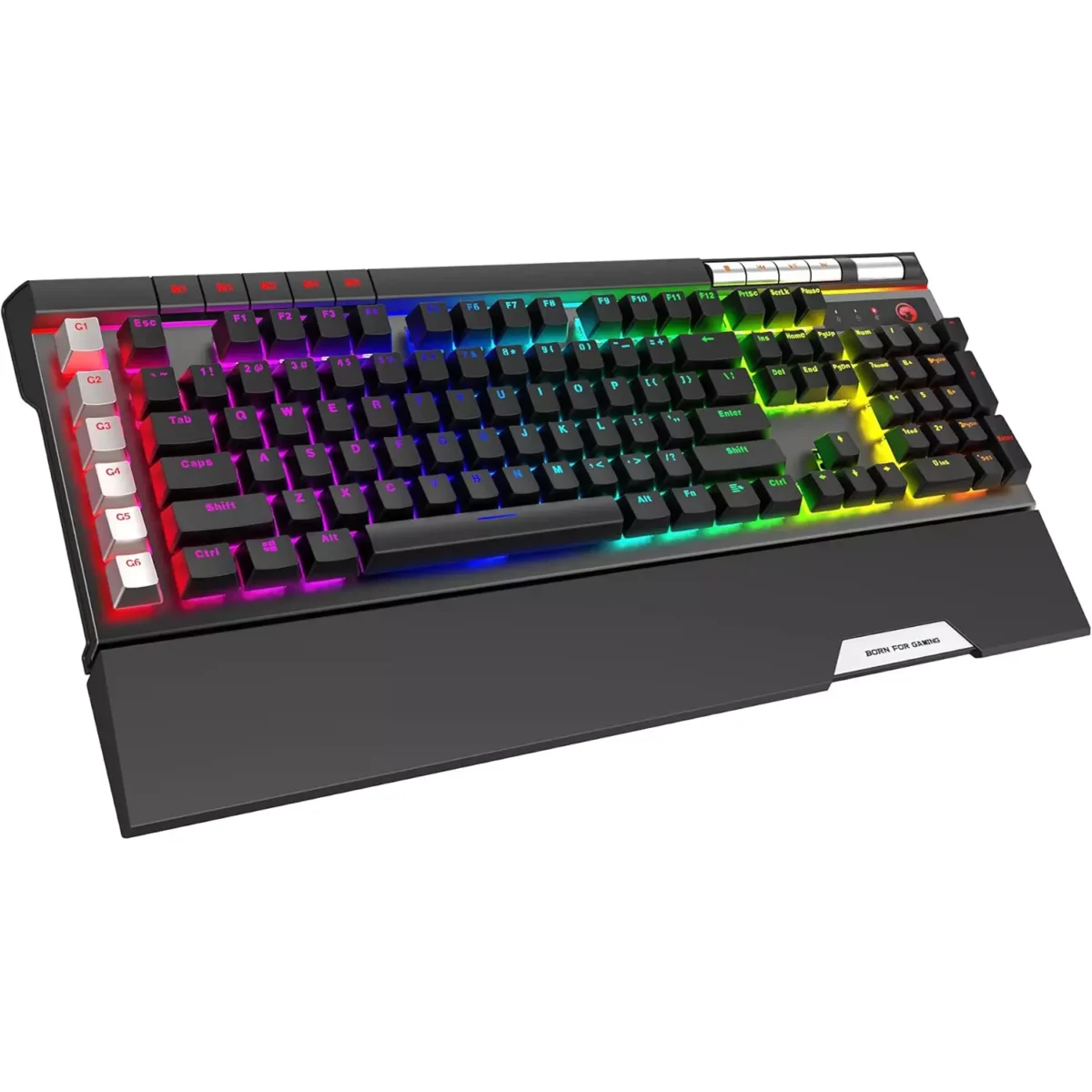 MARVO KG965G RGB Gaming Mechanical Keyboard - OUTEMU Blue Switch - Volume Wheel & Media Keys - Aluminium Frame - 2 USB Passthrough Port - Detchable Wrist