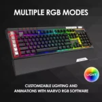 MARVO KG965G RGB Gaming Mechanical Keyboard - OUTEMU Blue Switch - Volume Wheel & Media Keys - Aluminium Frame - 2 USB Passthrough Port - Detchable Wrist