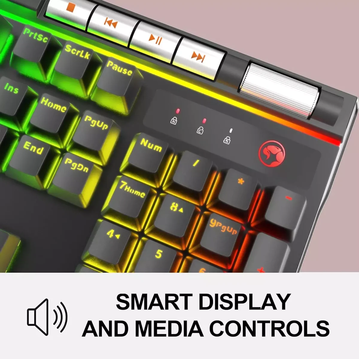 MARVO KG965G RGB Gaming Mechanical Keyboard - OUTEMU Blue Switch - Volume Wheel & Media Keys - Aluminium Frame - 2 USB Passthrough Port - Detchable Wrist