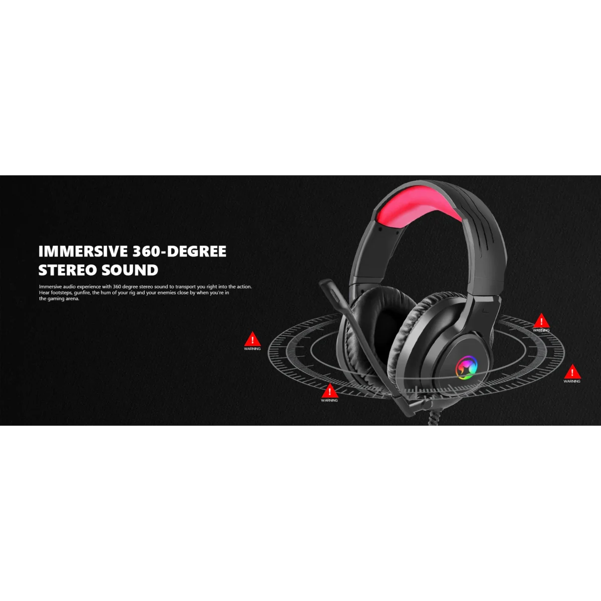 MARVO HG8958 RGB Gaming Headset - Stereo Surround Sound With Volume Control in Earcups