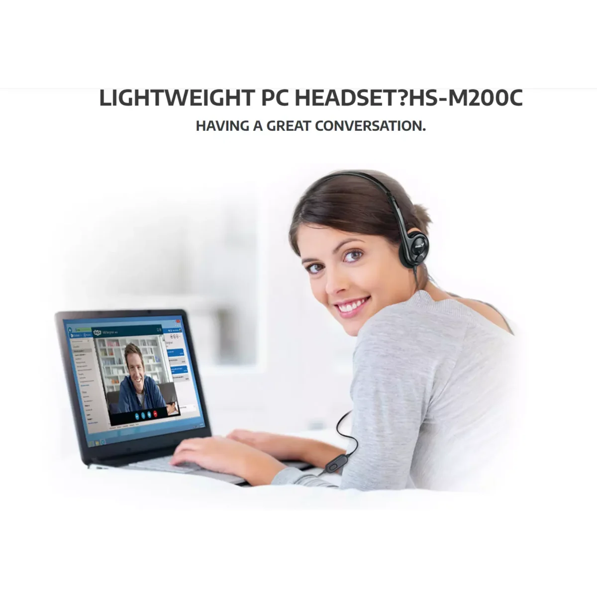 Genius HS-M200C On Ear Office Headset Lightweight With Mic Noise-cancelling Microphone For Office, Call Center