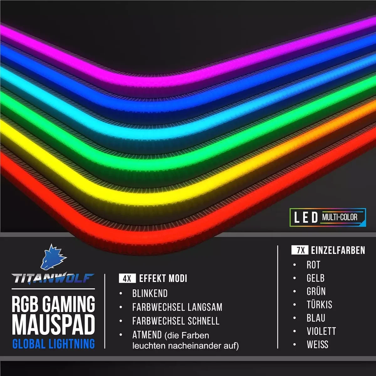Titanwolf XXXL RGB Gaming Mouse Mat - 1200 x 600 mm