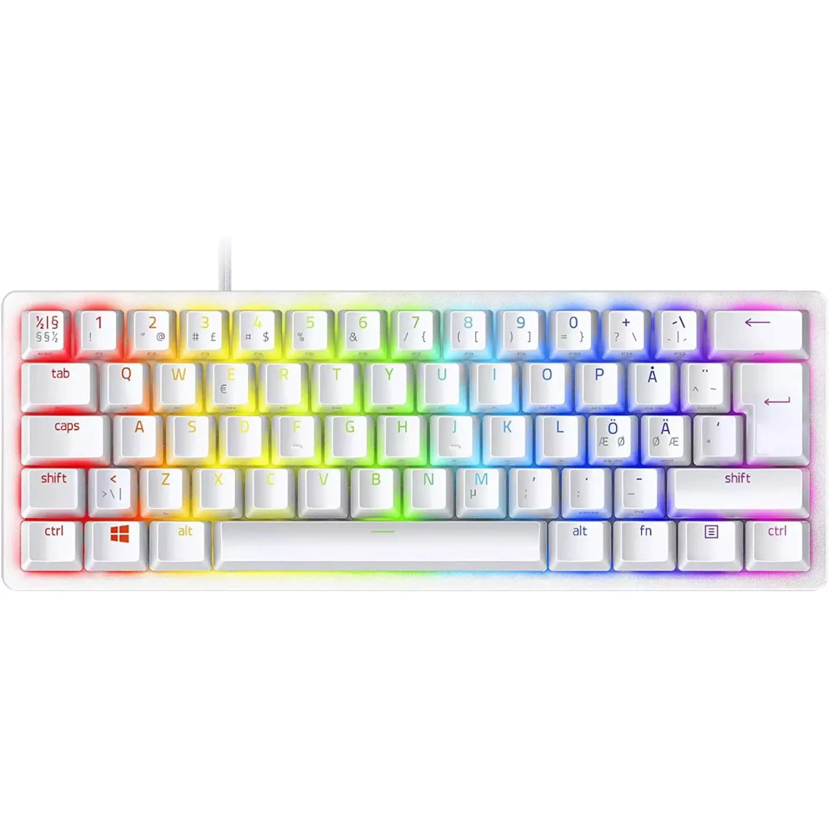 Razer Huntsman Mini Gaming Mechanical Keyboard - Optical Purple Switches Clicky (MERCURY) (Nordic Layout)