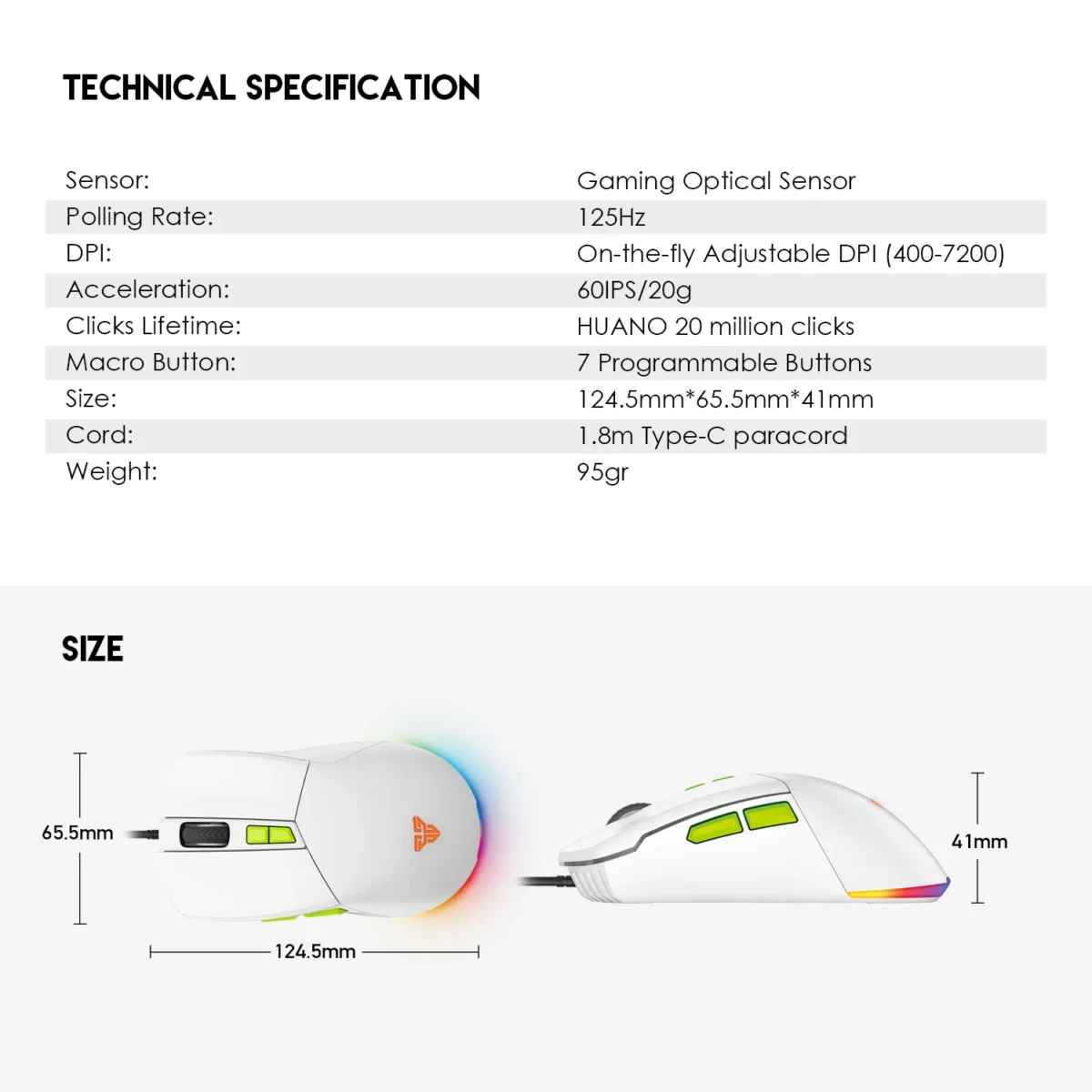 Fantech VX6 PHANTOM II  Gaming Mouse - Optical Sensor 7,200 DPI