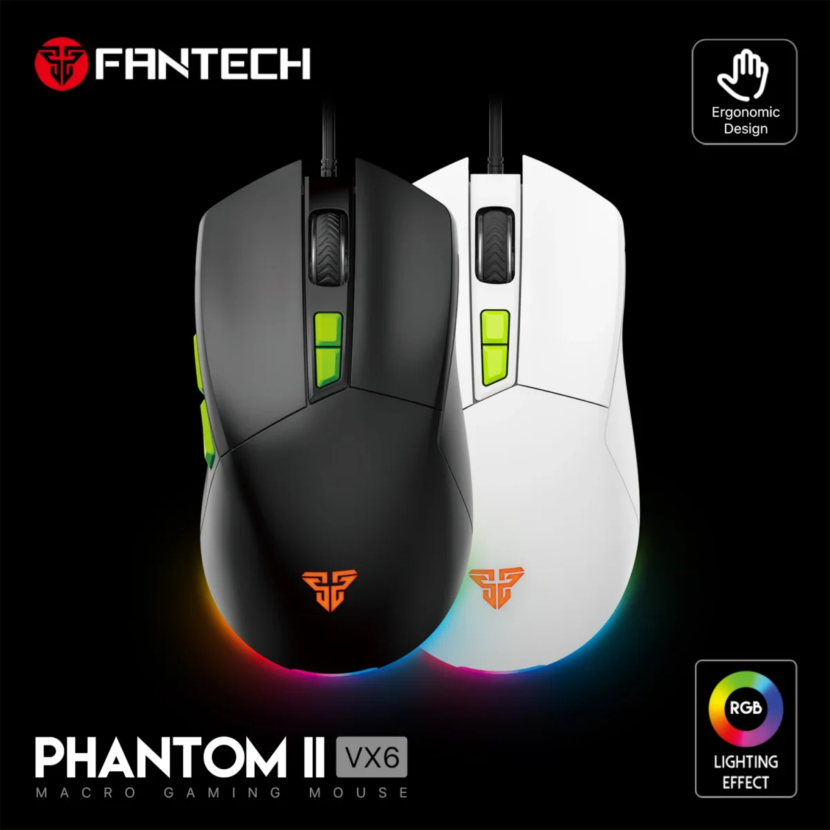 Fantech VX6 PHANTOM II  Gaming Mouse - Optical Sensor 7,200 DPI