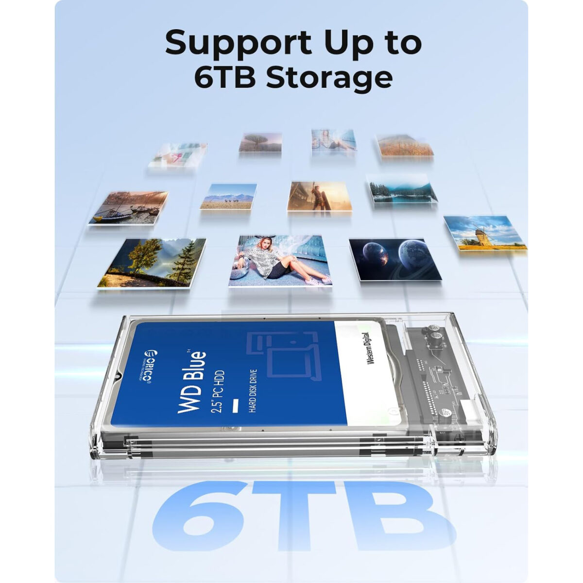 2.5 inch Hard Drive Enclosure SATA to USB C 3.1 6Gbps External Hard Drive Case for 79.5mm HDDSSD Support UASP Up to 6TB