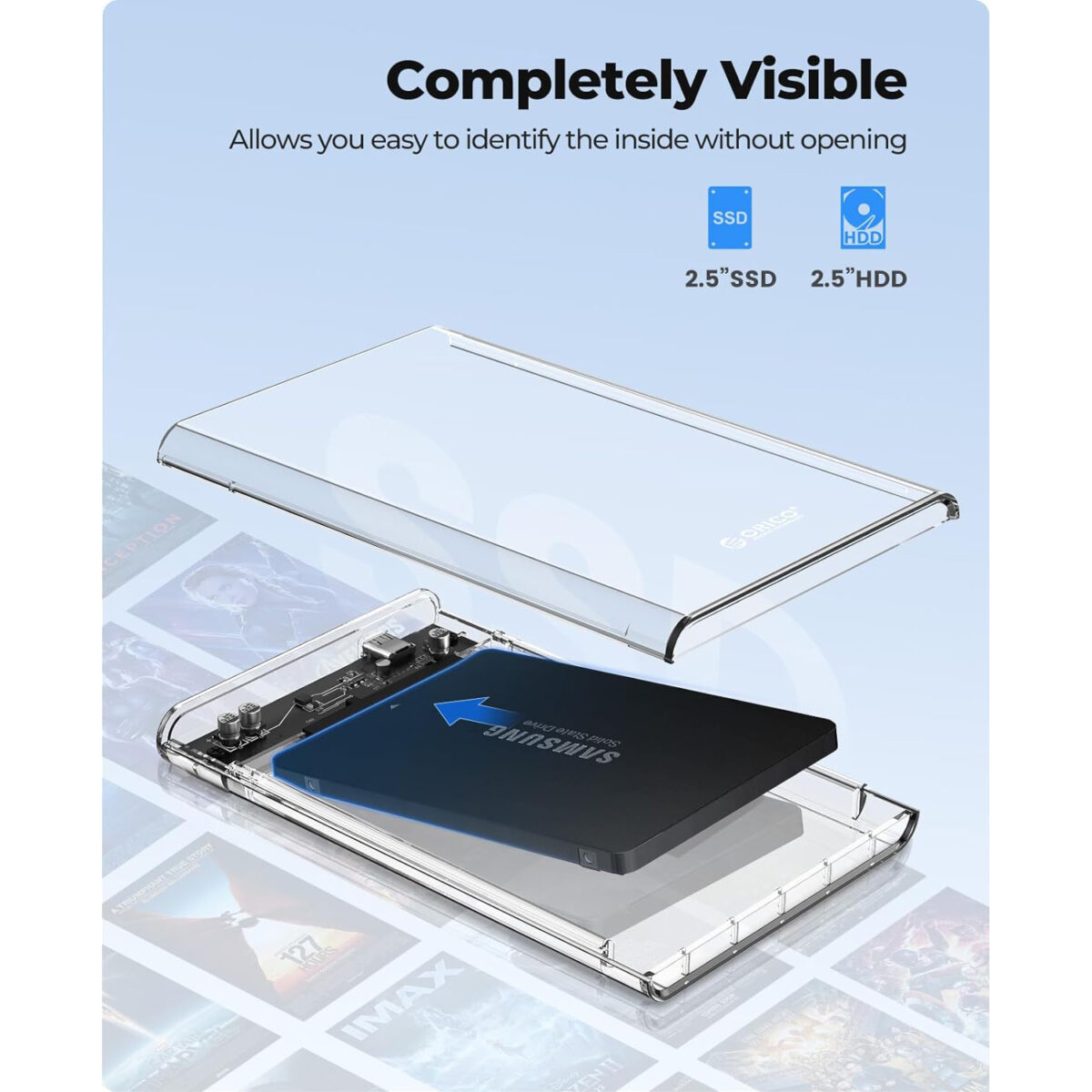 2.5 inch Hard Drive Enclosure SATA to USB C 3.1 6Gbps External Hard Drive Case for 79.5mm HDDSSD Support UASP Up to 6TB