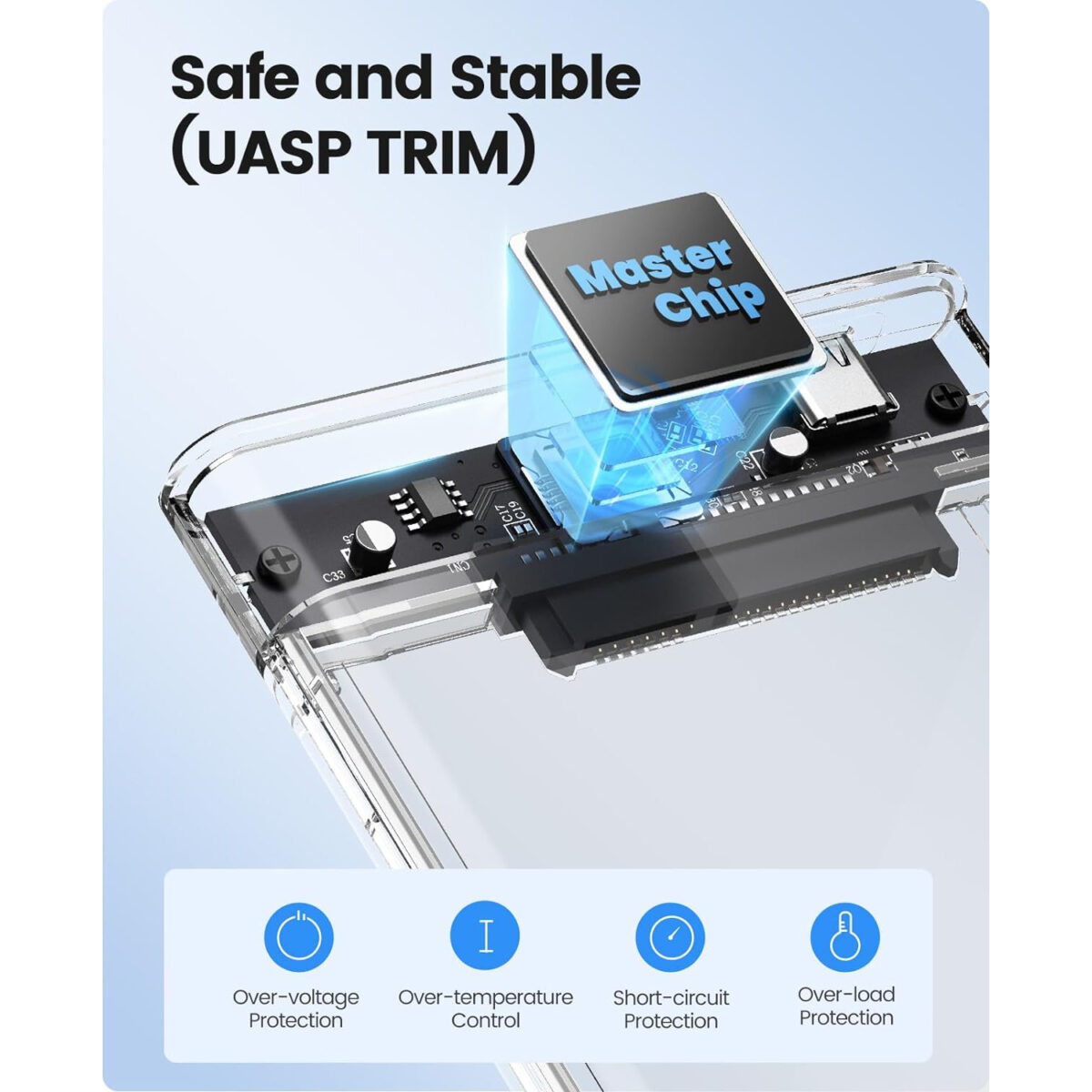 2.5 inch Hard Drive Enclosure SATA to USB C 3.1 6Gbps External Hard Drive Case for 79.5mm HDDSSD Support UASP Up to 6TB