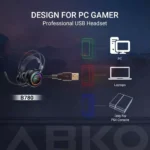 ABKONCORE B780 RGB Gaming Headset - 7.1 Surround Sounds, Noise-Cancelling Mic, with Vibration