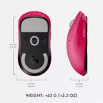Logitech PRO X SUPERLIGHT Wireless Gaming Mouse HERO 25K (Magenta)