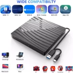 External Portable CDDVD +-RW Burner Optical Drive Reader Writer for Laptop, USB 3.0 & Type-C