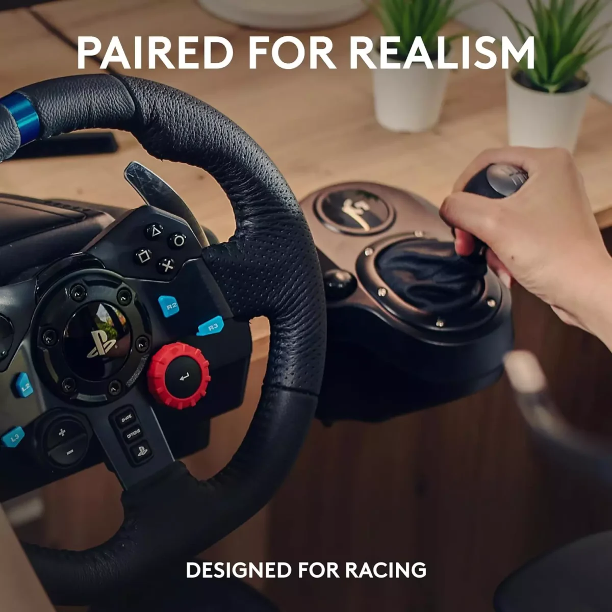 Logitech G29 Driving Force Racing Wheel and Pedals, Force Feedback, Real Leather + Logitech G Driving Force Shifter