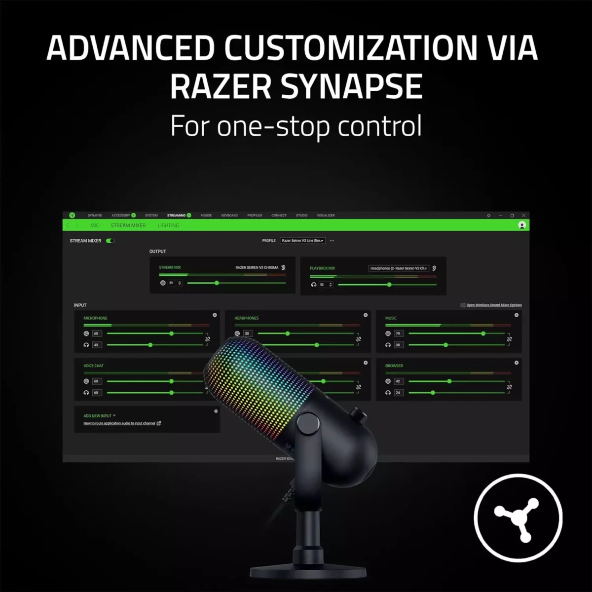 Razer Seiren V3 Chroma RGB USB Condenser Microphone (Black)