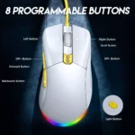 ZIDLI M85 RGB Gaming Mouse - Optical Sensor 16,000 DPI - 1000 Hz Polling Rate - Paracord Cable - Lightweigh 68G (White)