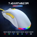 ZIDLI M85 RGB Gaming Mouse - Optical Sensor 16,000 DPI - 1000 Hz Polling Rate - Paracord Cable - Lightweigh 68G (White)