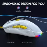 ZIDLI M85 RGB Gaming Mouse - Optical Sensor 16,000 DPI - 1000 Hz Polling Rate - Paracord Cable - Lightweigh 68G (White) - الصورة 9