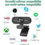 AUKEY 1080P Webcam Full HD 2.1 Mega Pixel With Dual Microphone, Auto focus, 30 FPS, Wide Angle 110