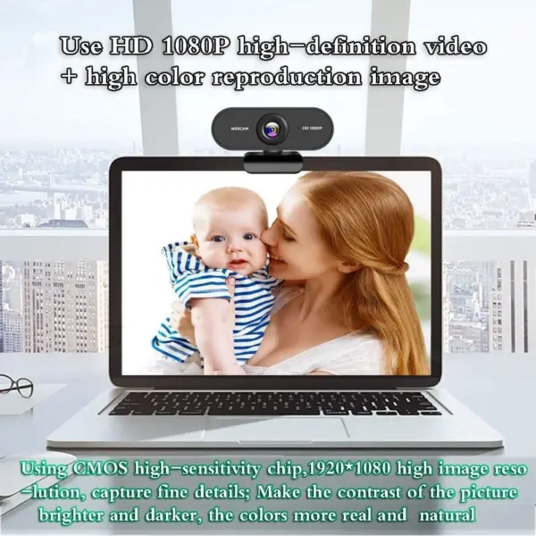 AUKEY 1080P Webcam Full HD 2.1 Mega Pixel With Dual Microphone, Auto focus, 30 FPS, Wide Angle 110