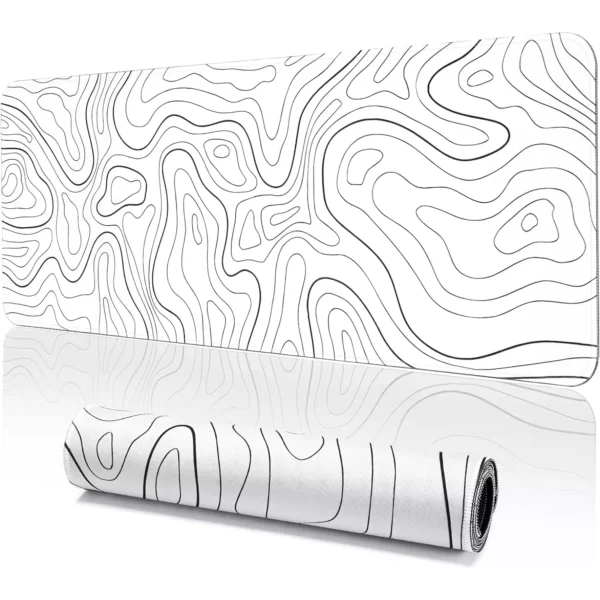 Abstract White Gaming Mouse Pad - Extended Size 80 x 30 CM