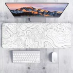 Abstract White Gaming Mouse Pad - Extended Size 80 x 30 CM