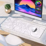 Abstract White Gaming Mouse Pad - Extended Size 80 x 30 CM
