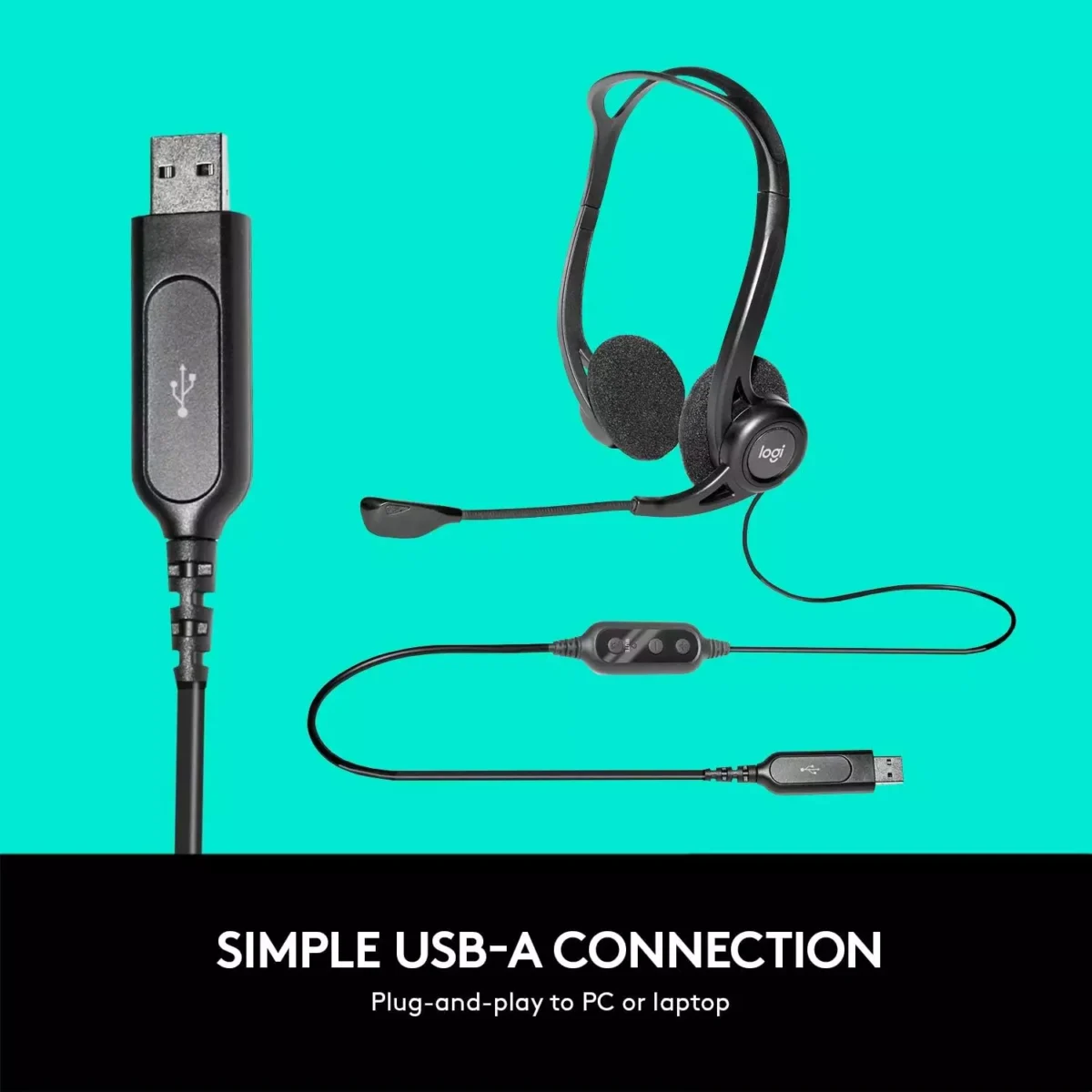 Logitech 960 USB Stereo Headset, Noise-Cancelling Microphone