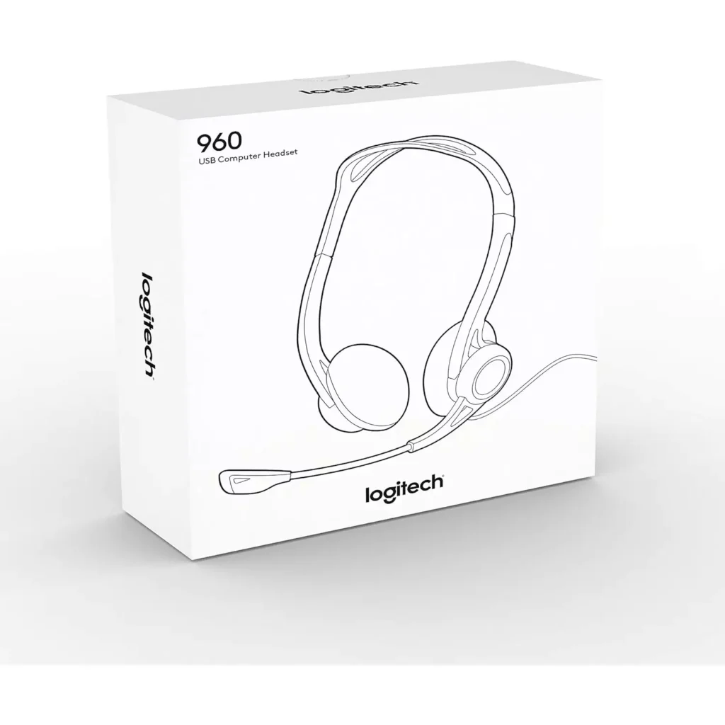 Logitech 960 USB Stereo Headset, Noise-Cancelling Microphone