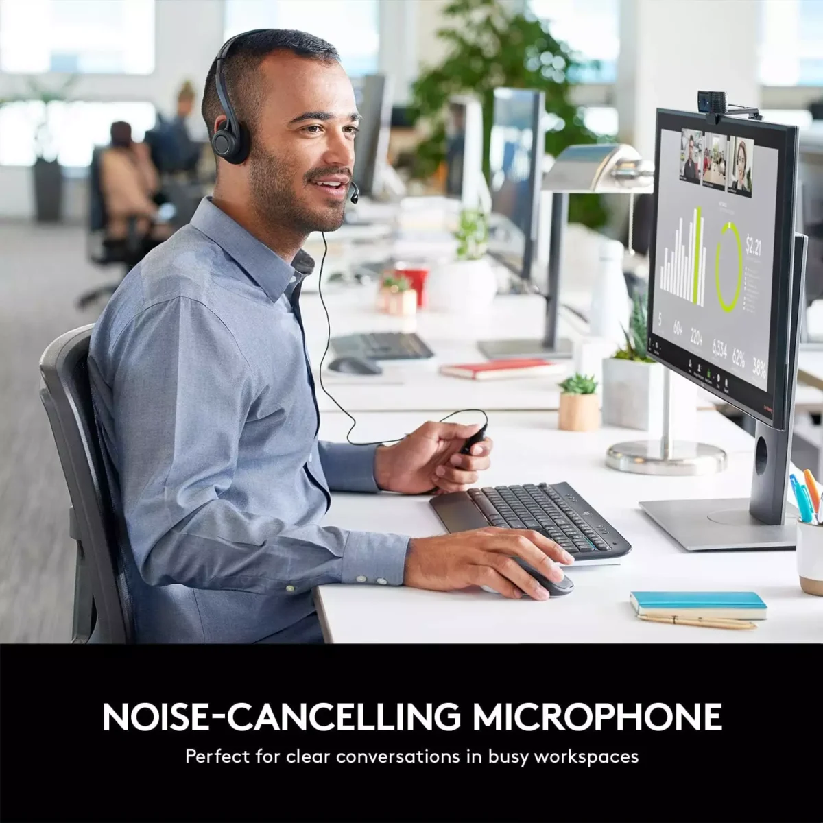Logitech 960 USB Stereo Headset, Noise-Cancelling Microphone