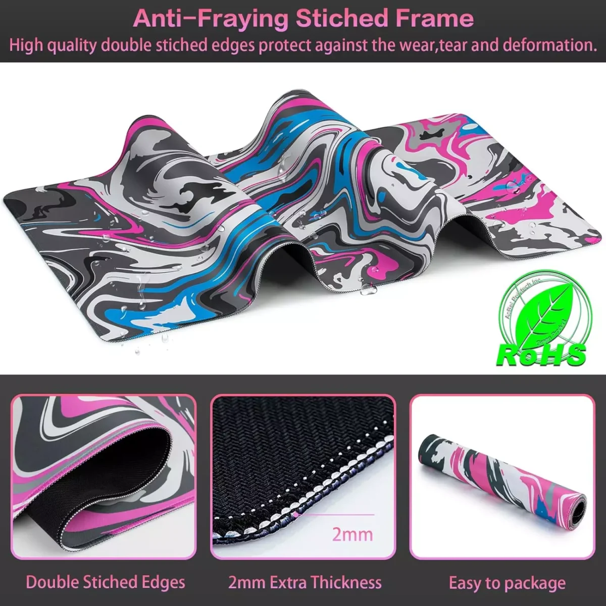 Pink blue Fluid Gaming Mouse Pad - Extended Size 80 x 30 CM
