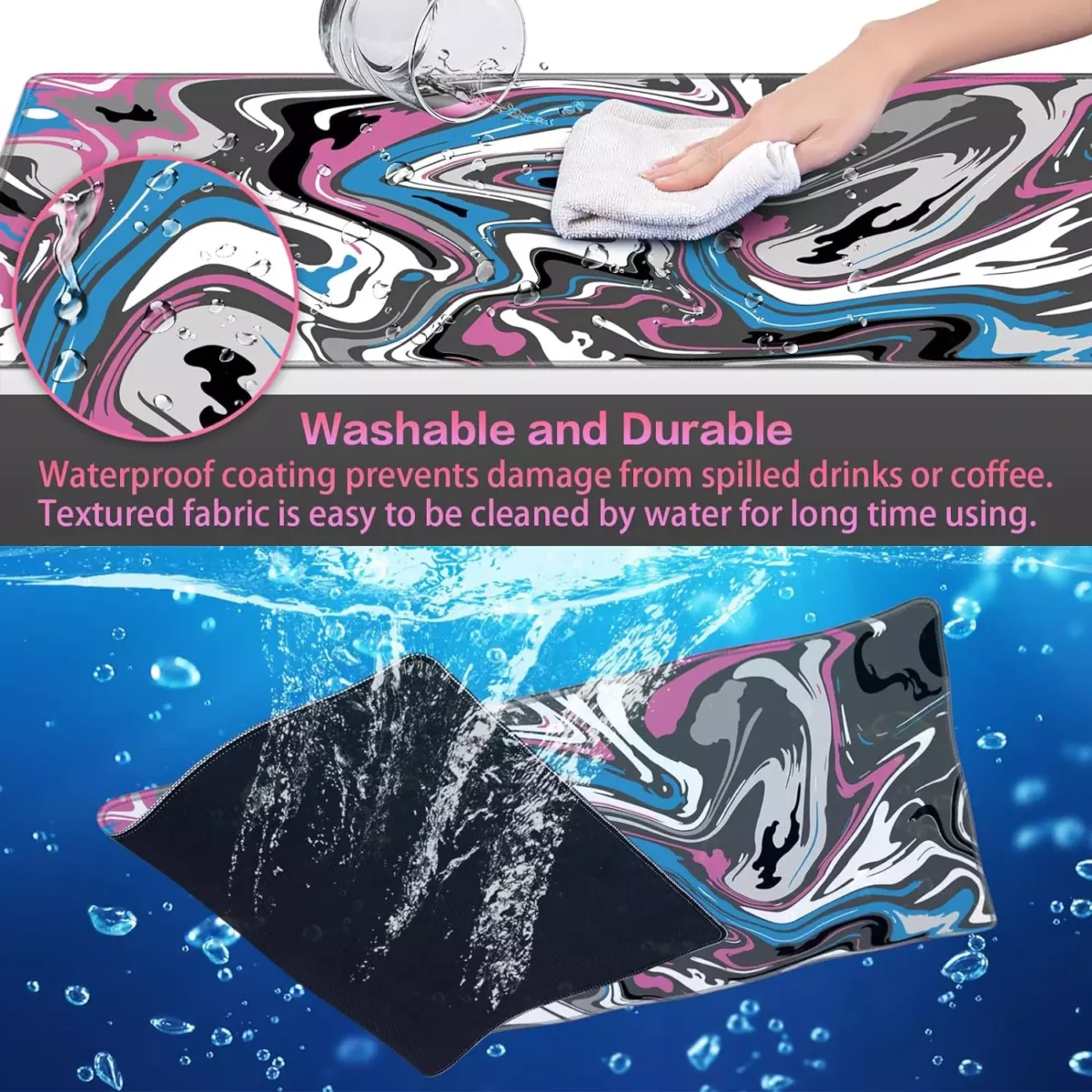 Pink blue Fluid Gaming Mouse Pad - Extended Size 80 x 30 CM