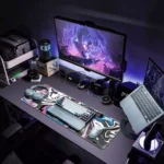 Pink blue Fluid Gaming Mouse Pad - Extended Size 80 x 30 CM