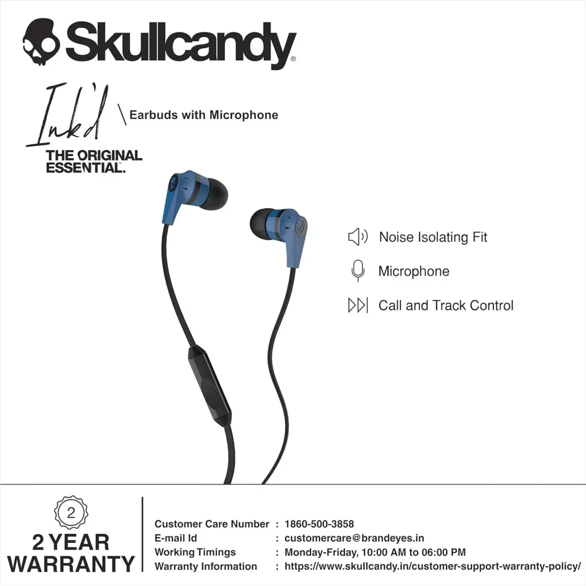 Skullcandy Ink'd 2.0 In-Ear Earbud Street (BlueBlack)