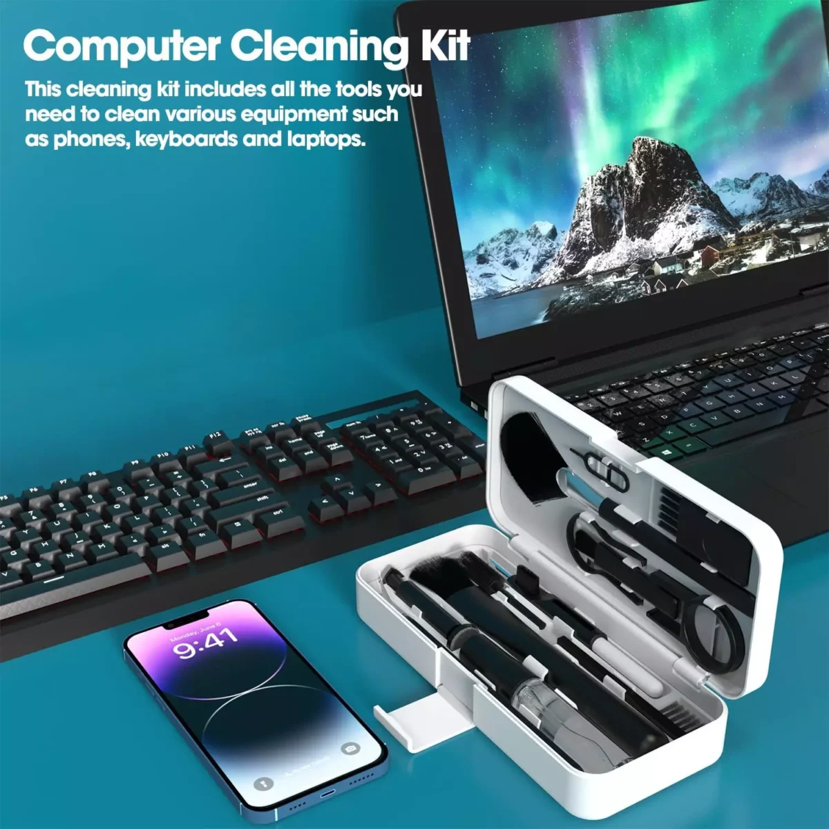 19 in 1 Electronic Cleaner Kit, Keyboard Cleaner Kit with Brush for Airpods Pro, Keyboard, Laptop, Phone, PC Monitor