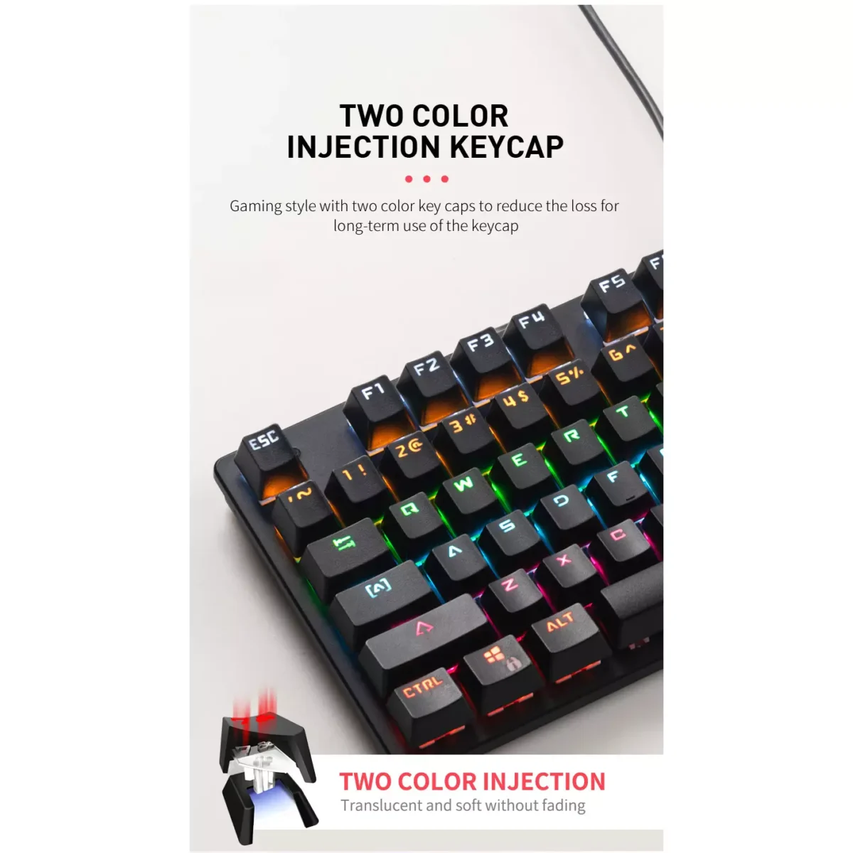 VSP VM03 Gaming Mechanical Keyboard - Hot Swappable Blue Switch (Outemu) - Aluminum Alloy Frame - Rainbow LED