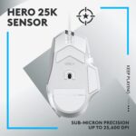Logitech G502 X Gaming Mouse Hero Sensor 25K (White)