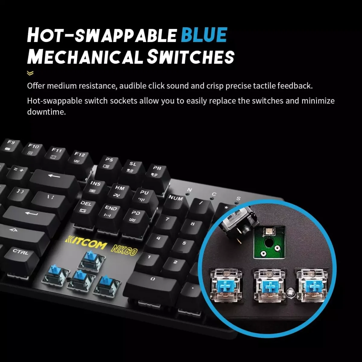 VSP VM03 Gaming Mechanical Keyboard - Hot Swappable Blue Switch (Outemu) - Aluminum Alloy Frame - Rainbow LED