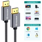 POSUGEAR DisplayPort Cable 2M, Supports Ultra 4K@60Hz Video and Audio, Display Port to Display Port Cable with Gold-Plated Connectors