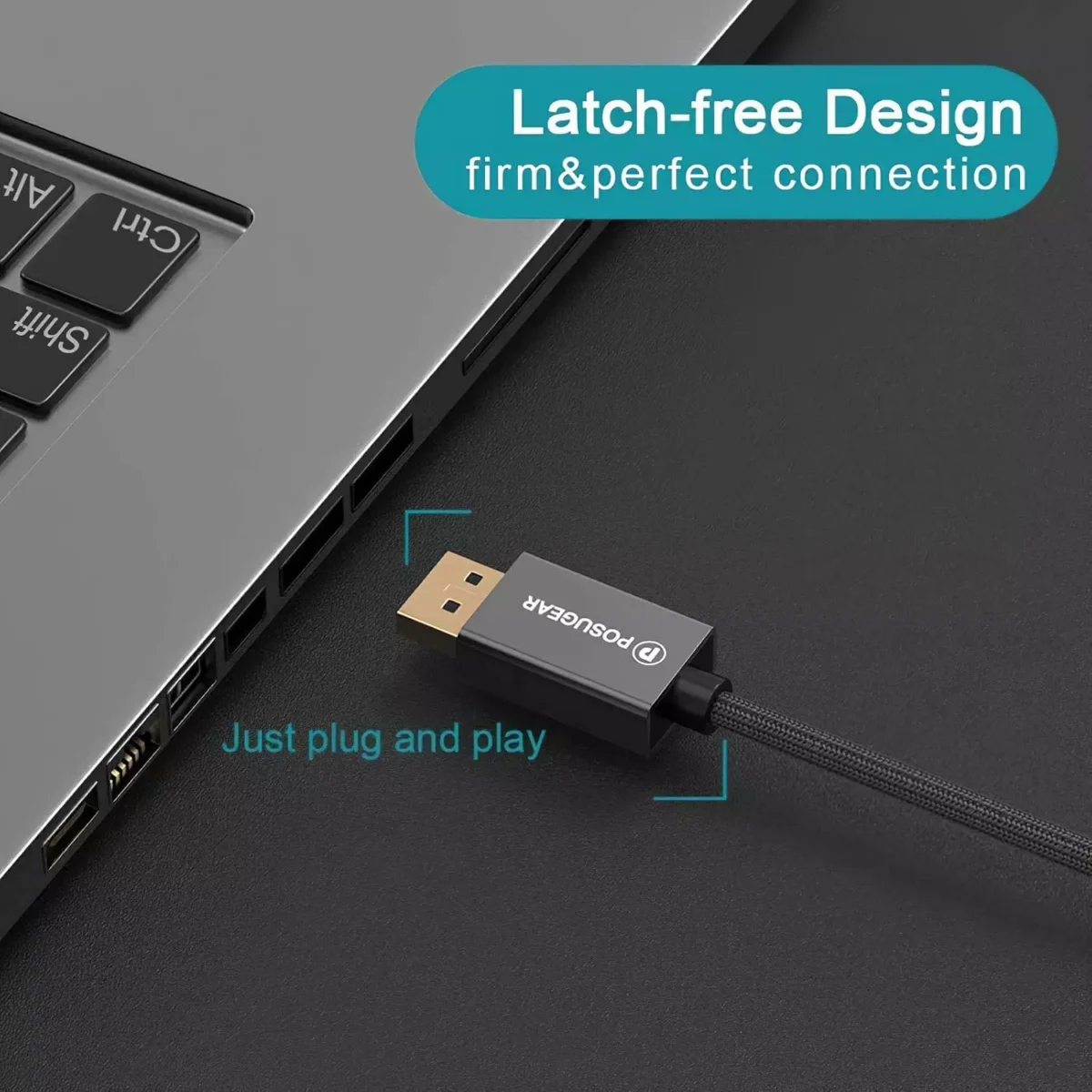 POSUGEAR DisplayPort Cable 2M, Supports Ultra 4K@60Hz Video and Audio, Display Port to Display Port Cable with Gold-Plated Connectors