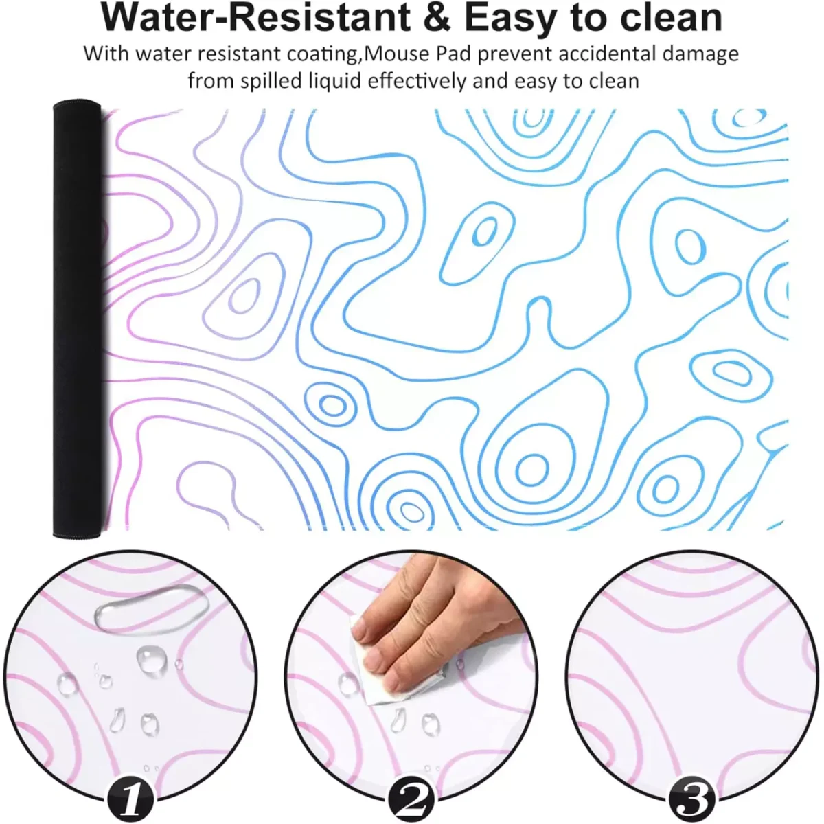Abstract Gaming Mouse Pad - Extended Size 90 x 40 CM (Blue Pink)