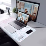Abstract Gaming Mouse Pad - Extended Size 90 x 40 CM (Blue Pink)