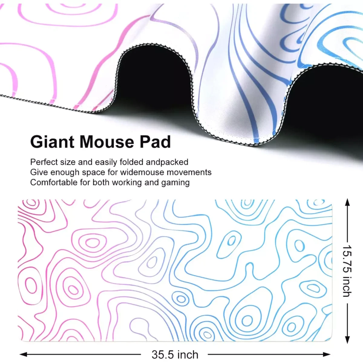 Abstract Gaming Mouse Pad - Extended Size 90 x 40 CM (Blue Pink)