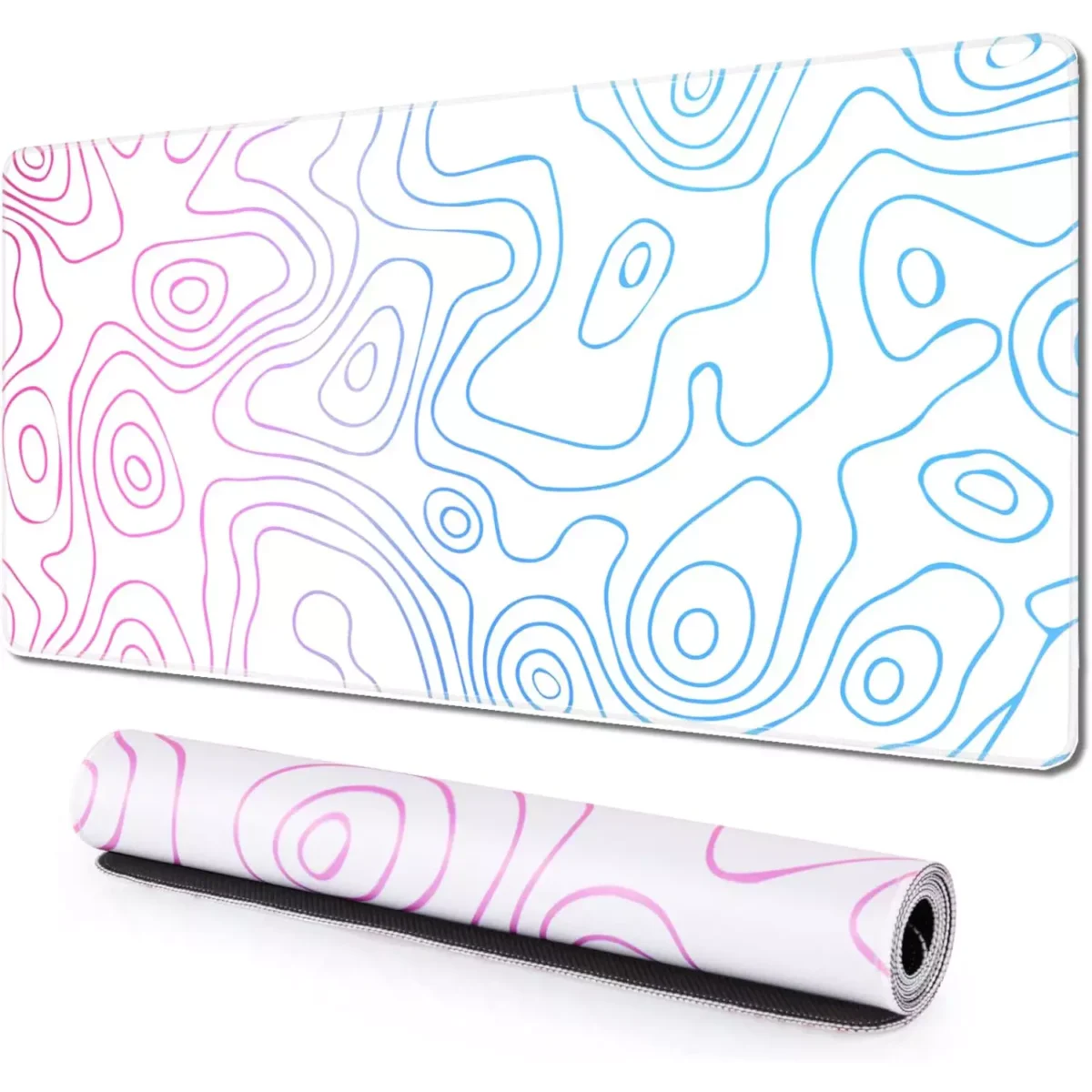 Abstract Gaming Mouse Pad - Extended Size 90 x 40 CM (Blue Pink)